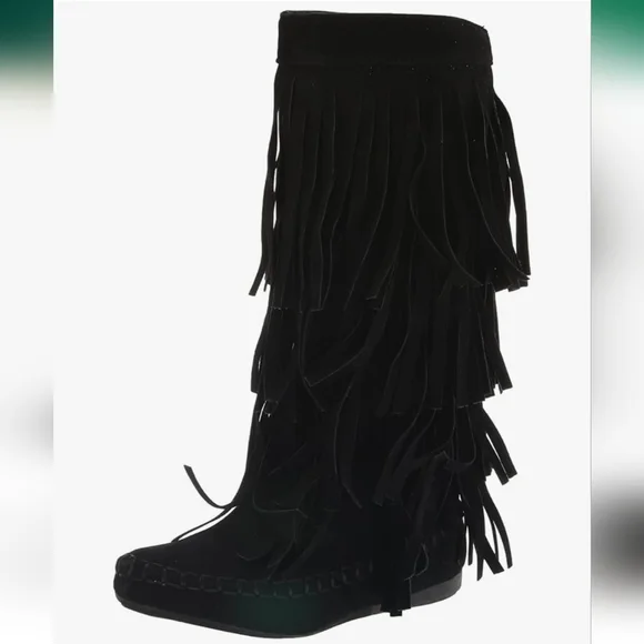 Yoki Brown Mudd-55 Fringe Boots - Picture 2 of 7